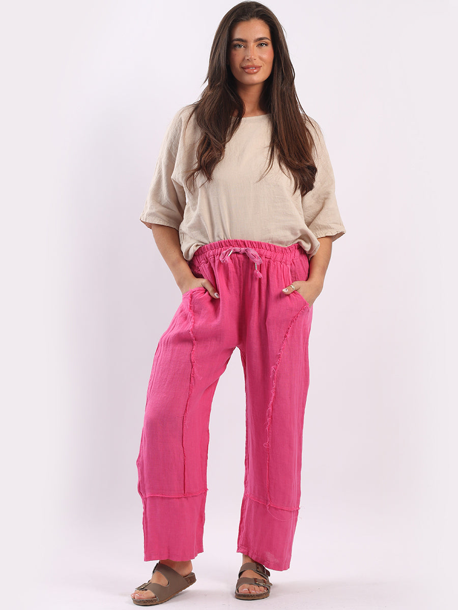 Hopsack Linen Trouser Fuchsia