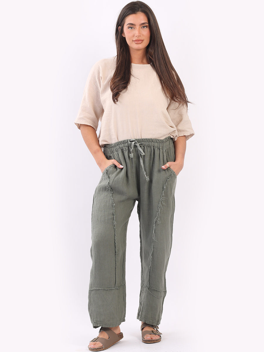 Ladies Plain Hopsack Casual Summer Linen Trouser