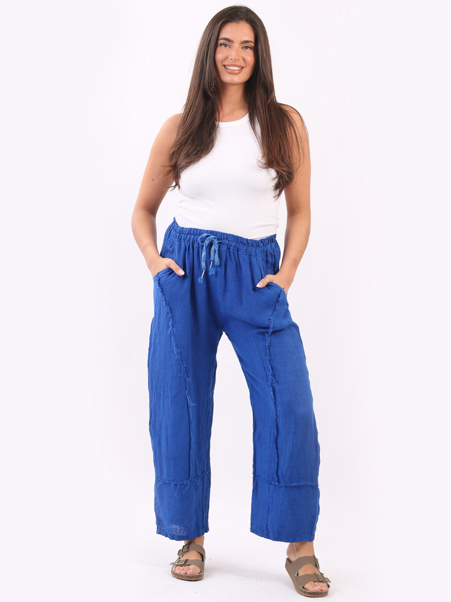 Hopsack Linen Trouser Royal Blue