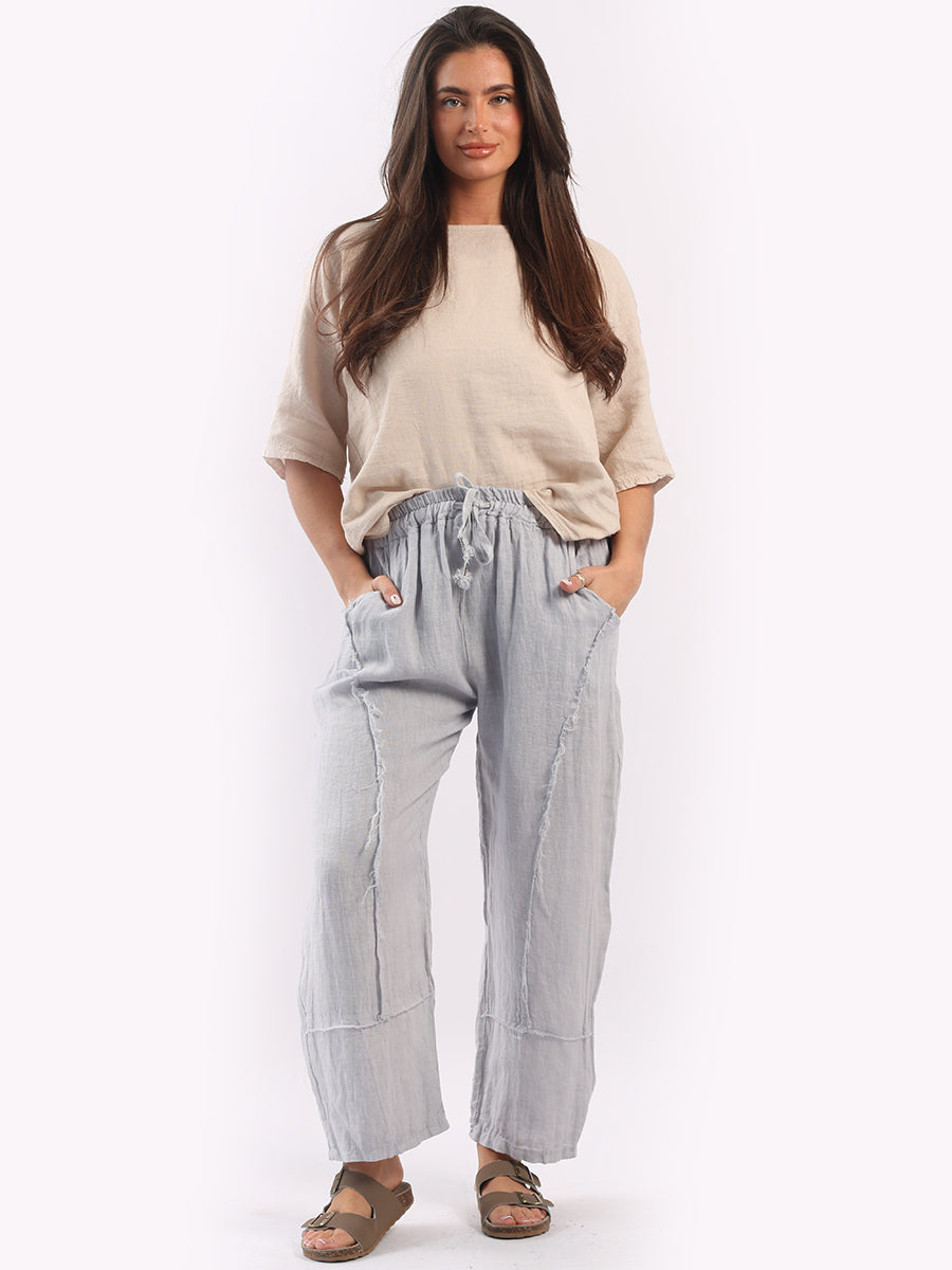 Hopsack Linen Trouser Silver