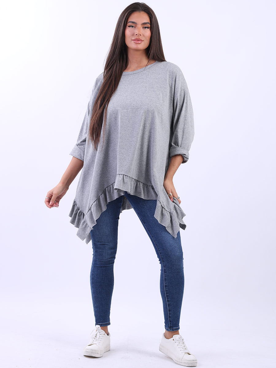 Plain Cotton Tunic Box Top Silver