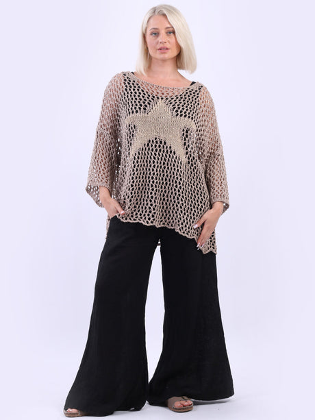Knitted Star Cotton Cover Up Mocha