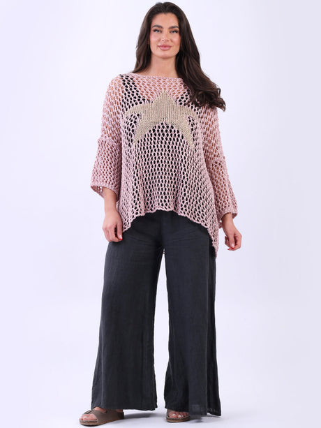 Knitted Star Cotton Cover Up Pink