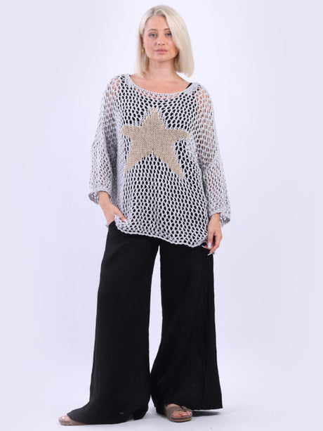 Knitted Star Cotton Cover Up Silver