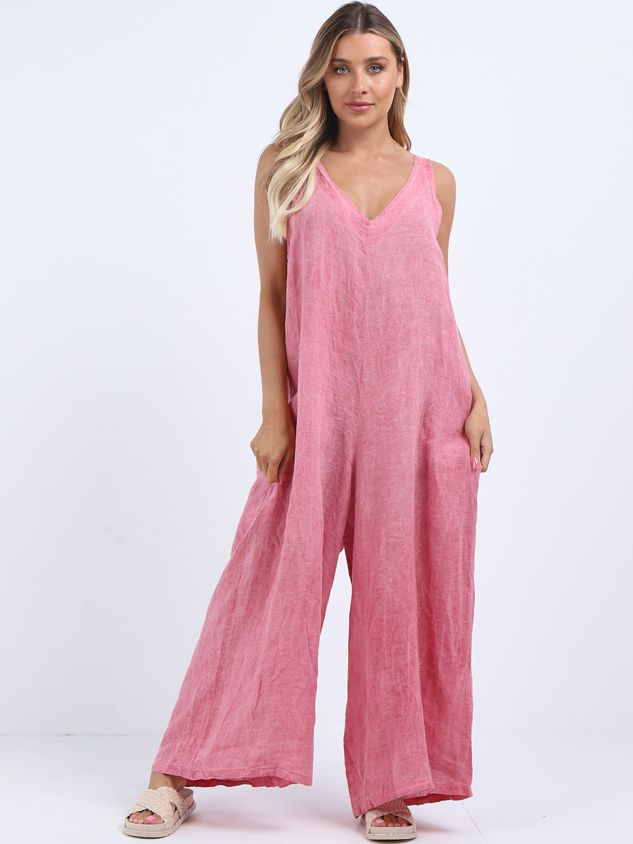 Chic Back Knot Plain Wide Leg Boho Jumpsuit
