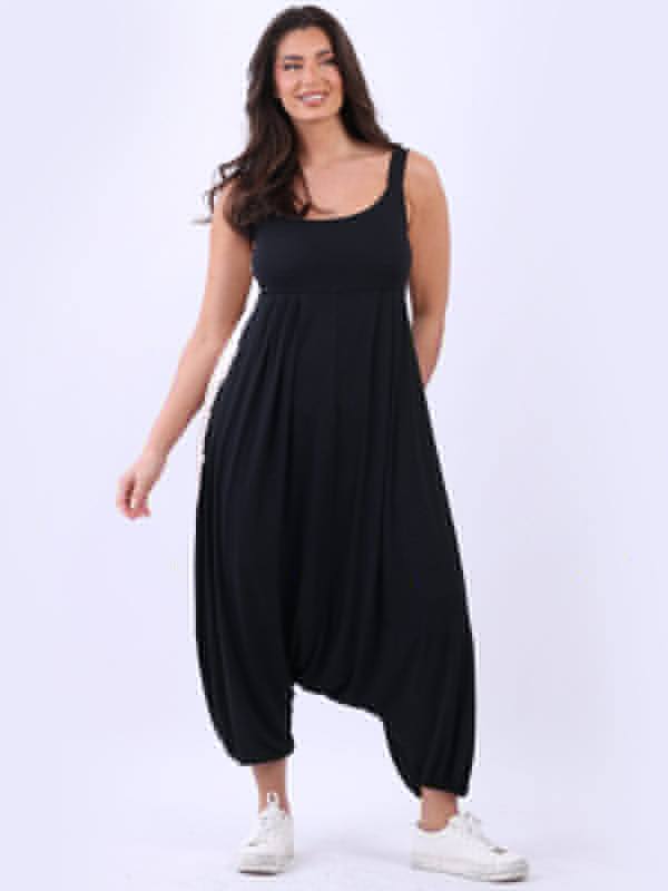 Tie Dye Sleeveless Jumpsuit Black