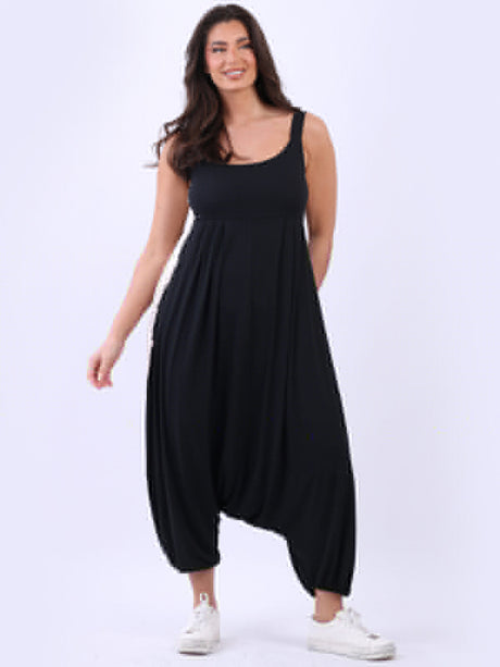 Tie Dye Sleeveless Jumpsuit Black