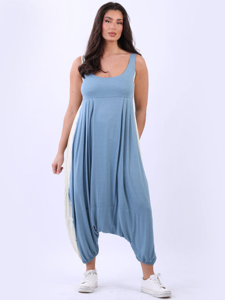 Tie Dye Sleeveless Jumpsuit Denim