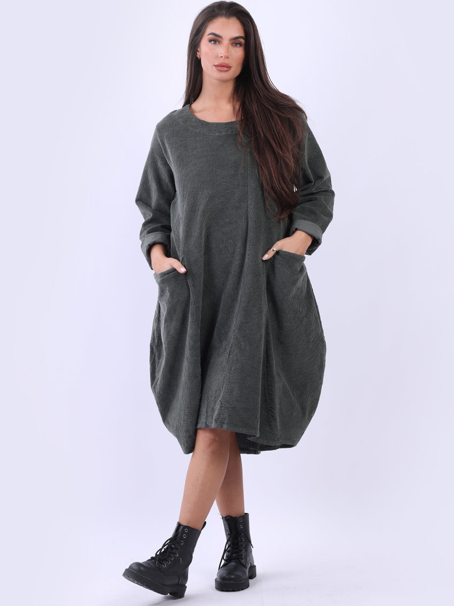 Cotton Corduroy Dress Khaki