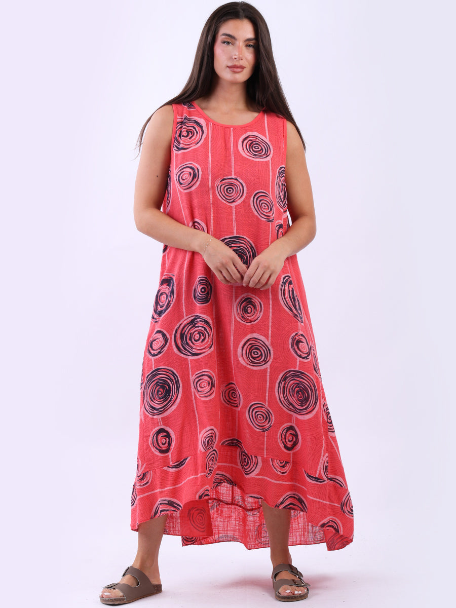 Sleeveless Oversized Cotton Dress Coral