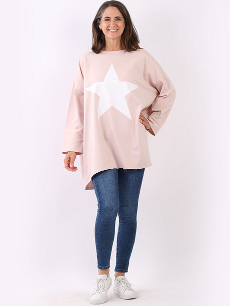 Star Print Cotton Shirt Pink