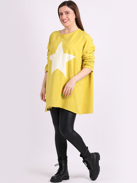 Star Print Cotton Shirt Yellow