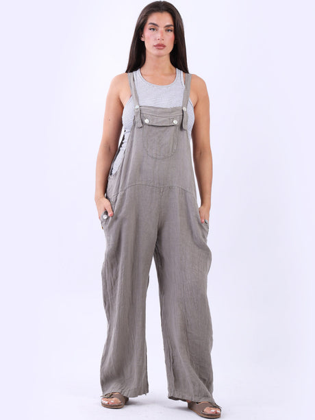 Plus Size Linen Jumpsuit Mocha