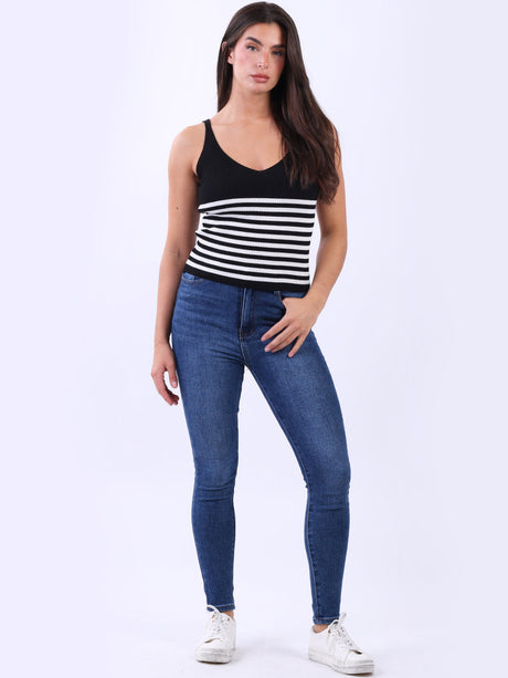Ladies Stripy Cotton Vest