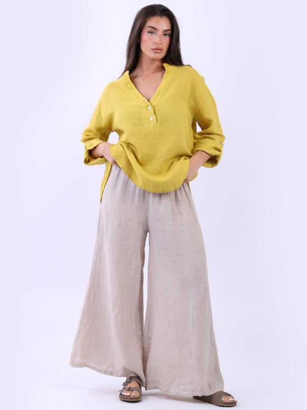 Linen Lagenlook Top Mustard
