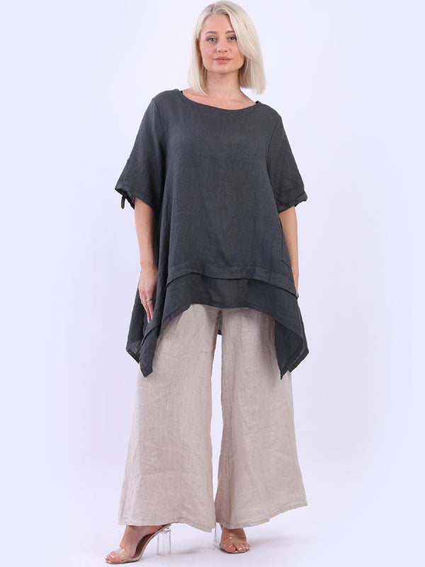 Linen Tunic Top Charcoal