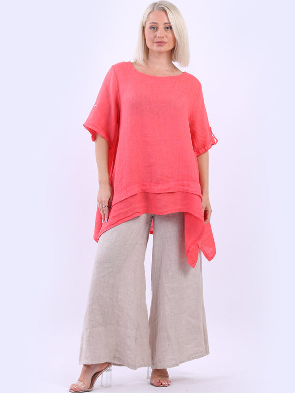 Linen Tunic Top Coral