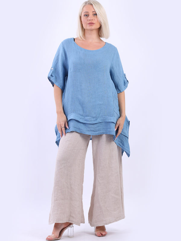 Linen Tunic Top Denim