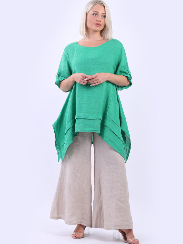 Linen Tunic Top Green
