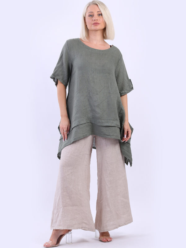 Linen Tunic Top Khaki
