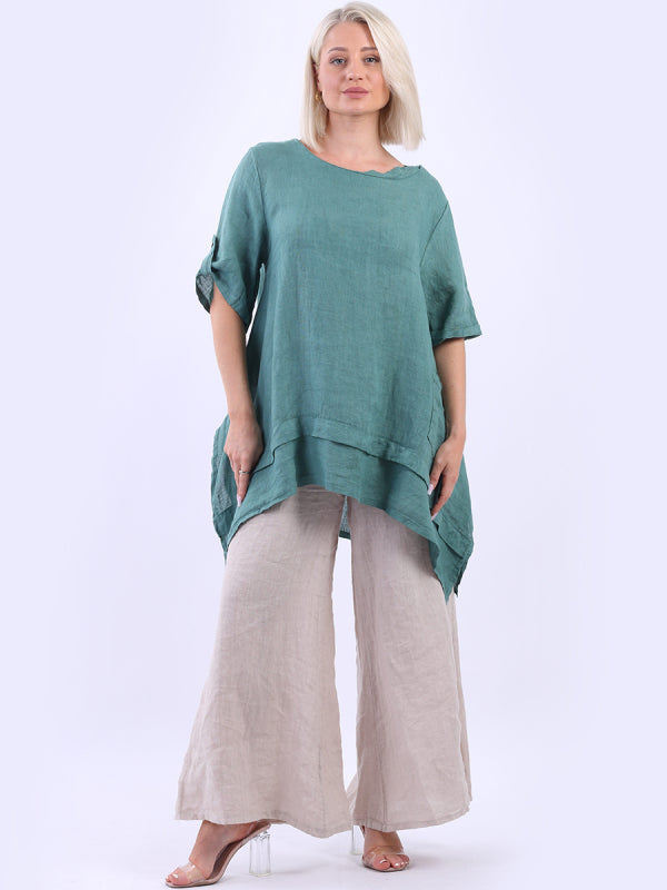 Linen Tunic Top Ocean Blue