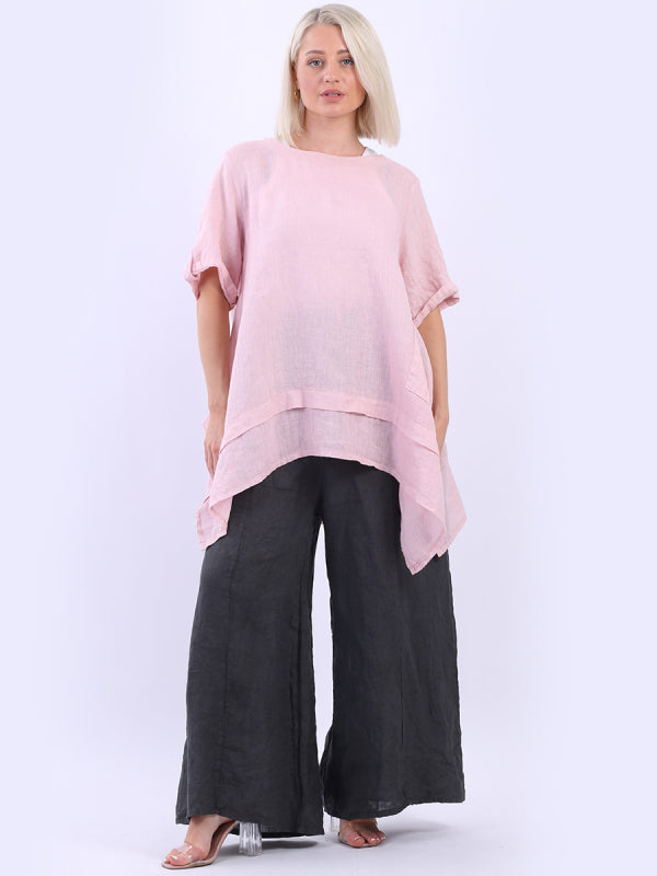 Linen Tunic Top Pink
