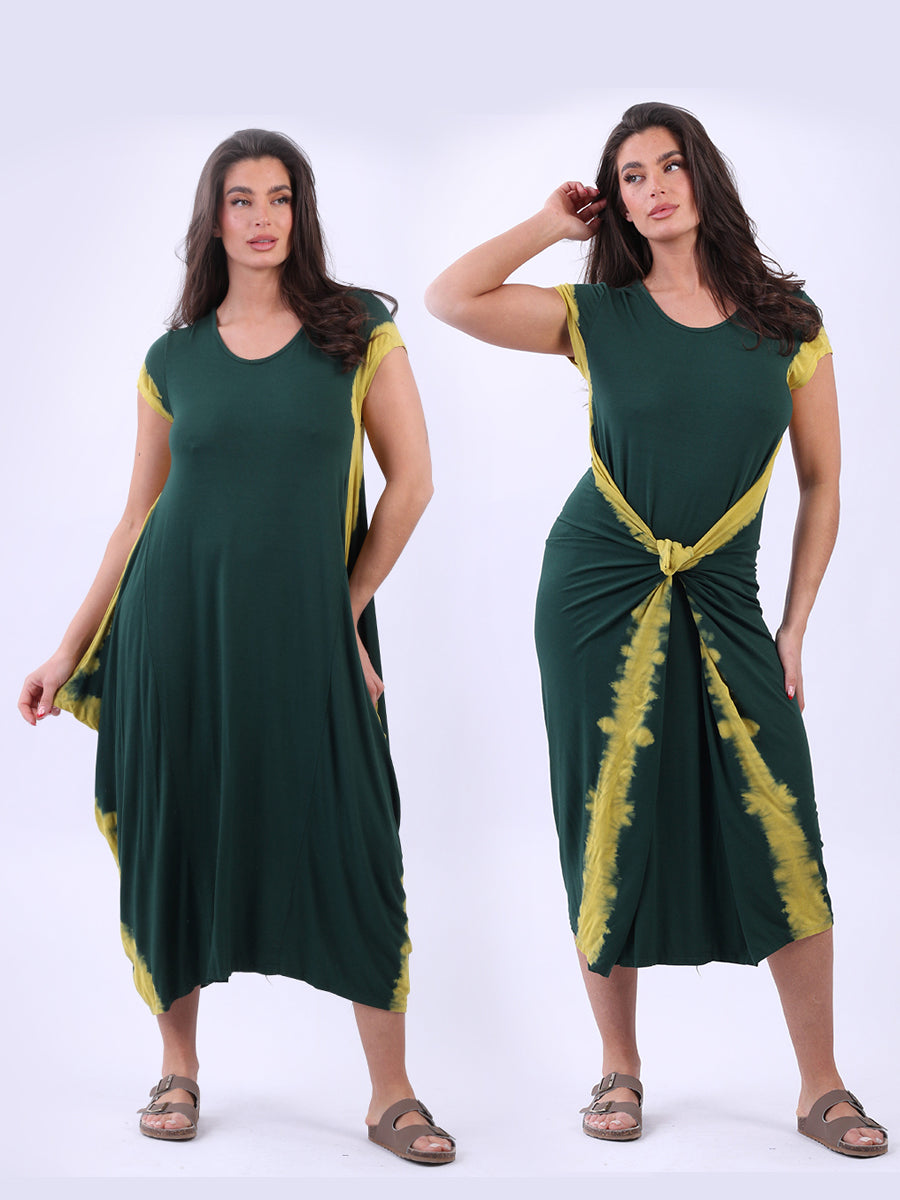 Tie Dye Maxi Dress Bottle Green