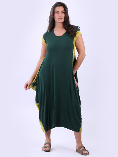 Tie Dye Maxi Dress Bottle Green