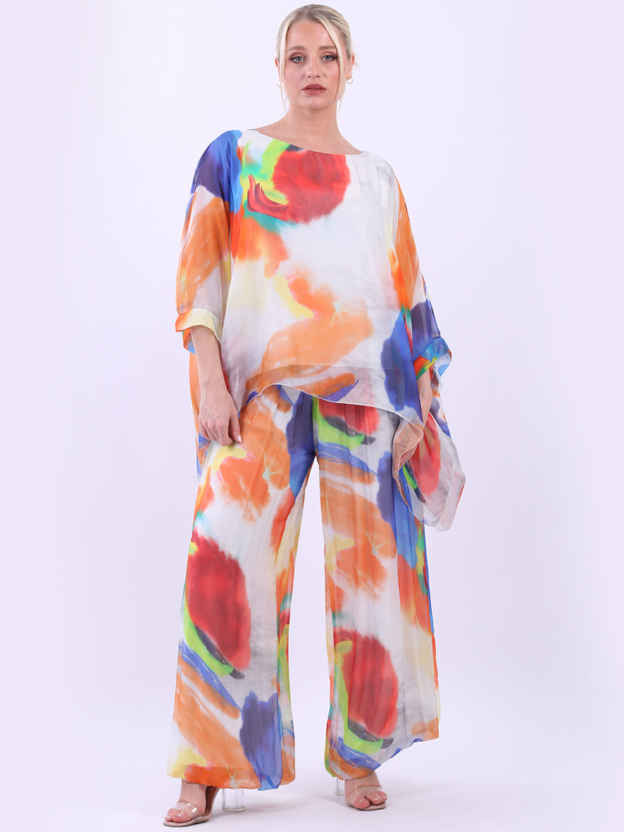 Tie Dye Silk Tunic Top White