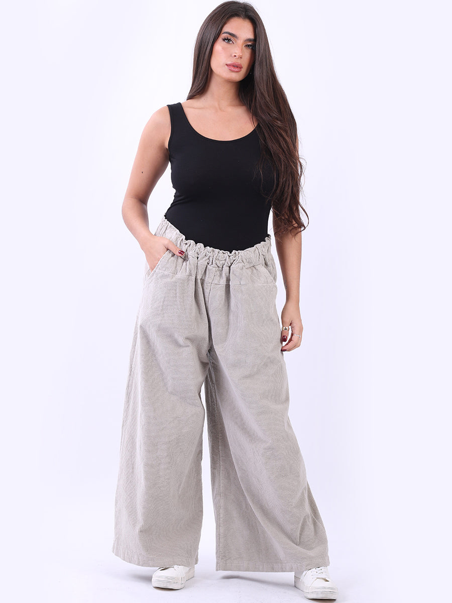 Cotton Corduroy Palazzo Pant Beige