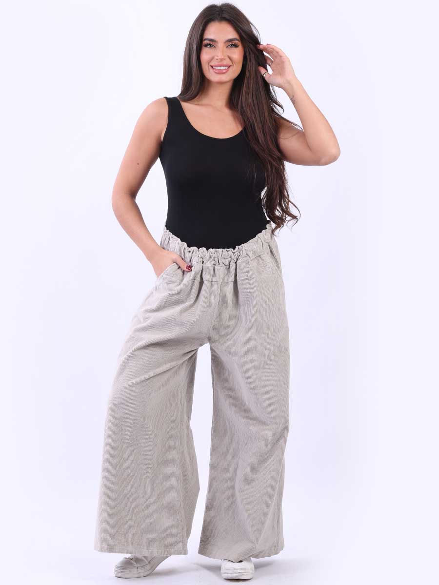 Cotton Corduroy Palazzo Pant Beige