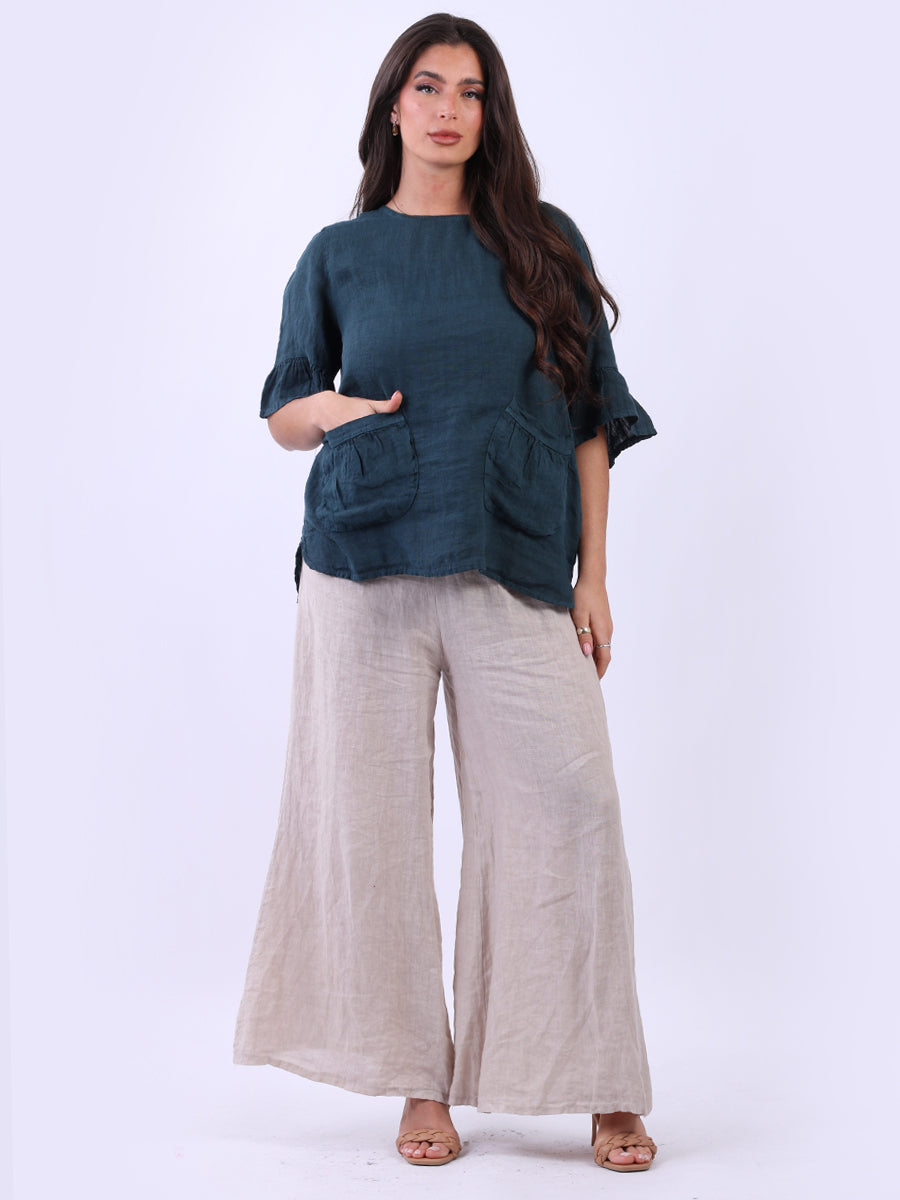 Solid Linen Top Teal