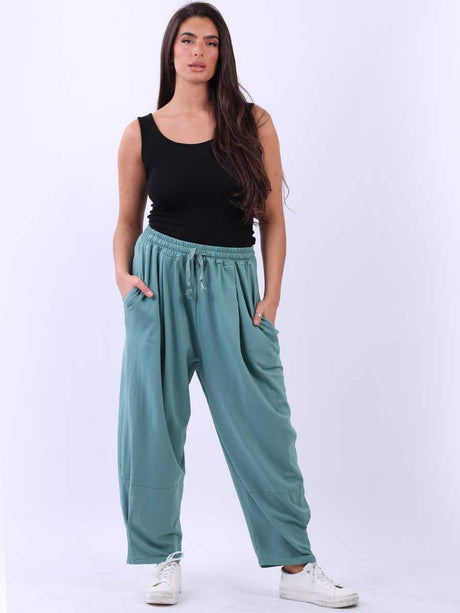 Plain Slouchy Cotton Trouser Aqua