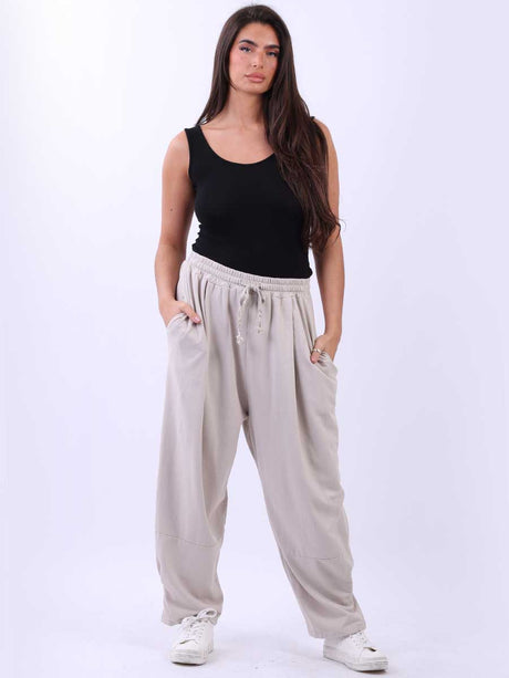 Plain Slouchy Cotton Trouser Beige