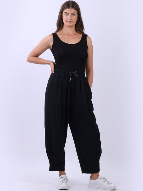 Plain Slouchy Cotton Trouser Black