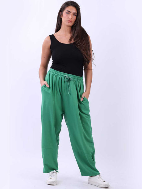 Plain Slouchy Cotton Trouser Green