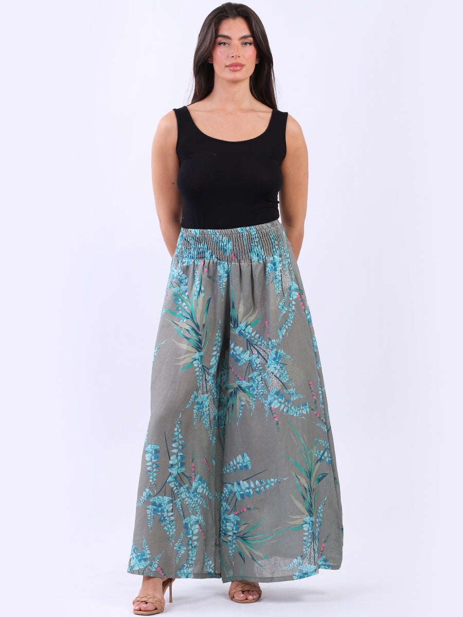 Wide Leg Linen Trouser Khaki