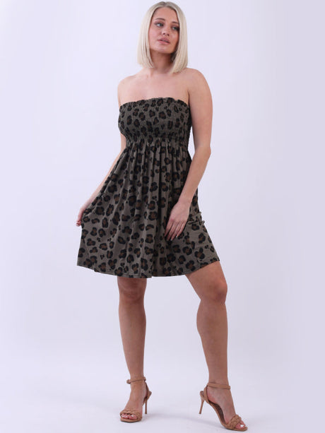 Animal Print Smocked Tube Dress