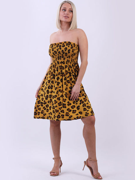 Animal Print Smocked Tube Dress