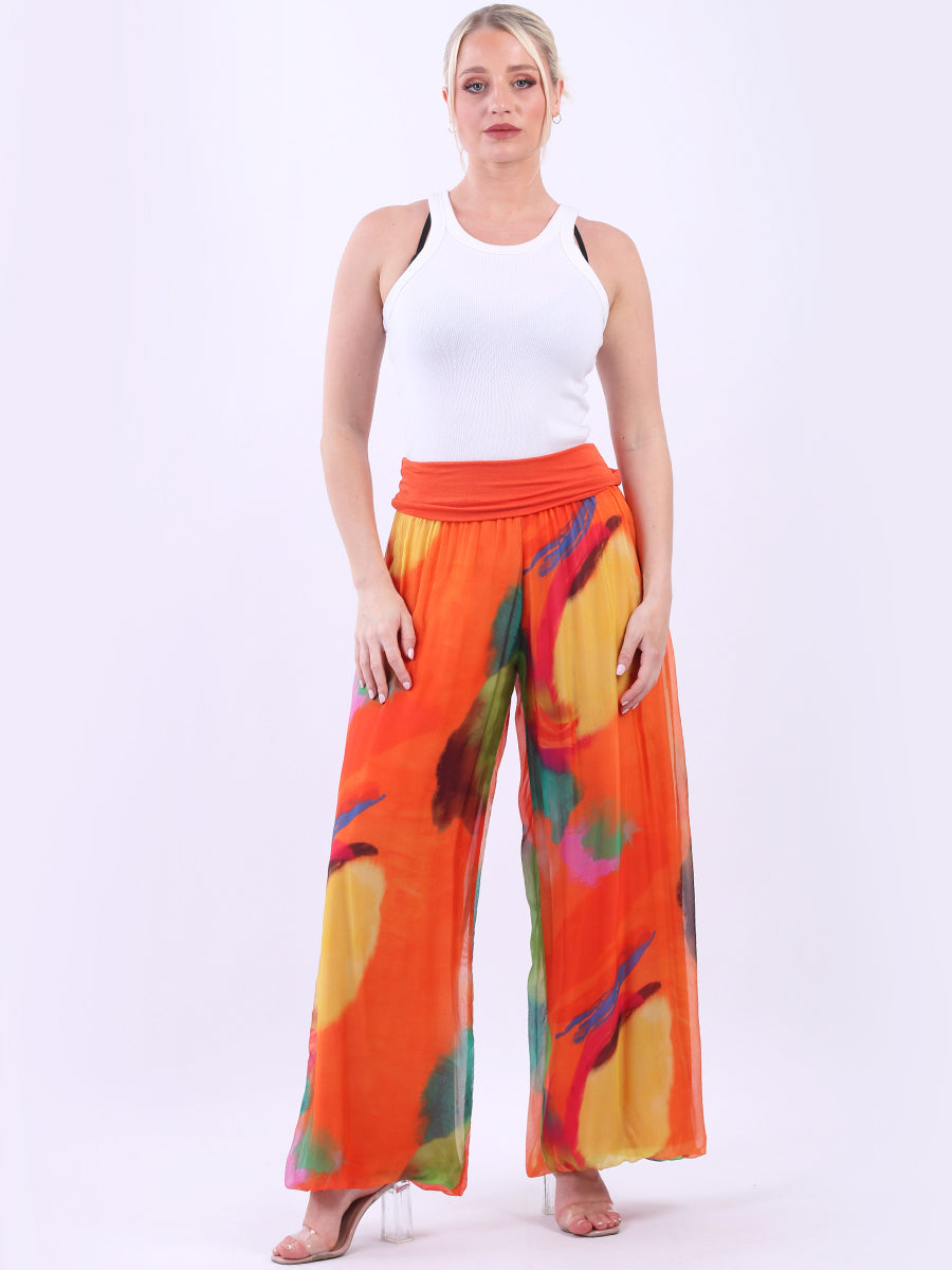 Tie Dye Wide Leg Silk Palazzo Orange