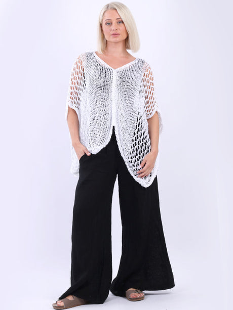Batwing Crochet Knit Beach Top White