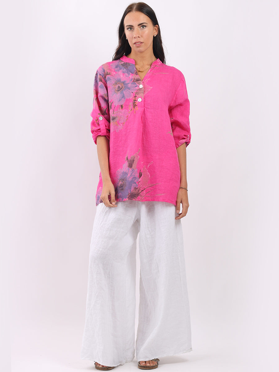 Linen Lagenlook Floral Top