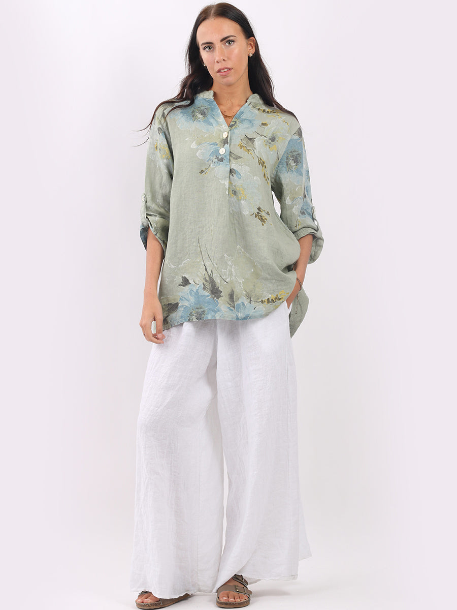 Linen Lagenlook Floral Top