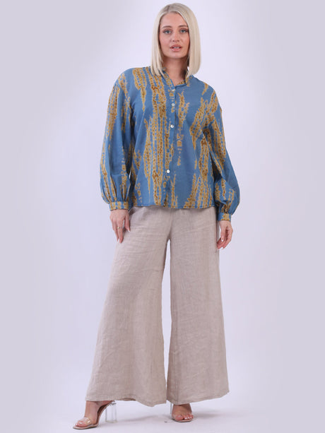 Tie Dyed Cotton Crop Blouse Denim