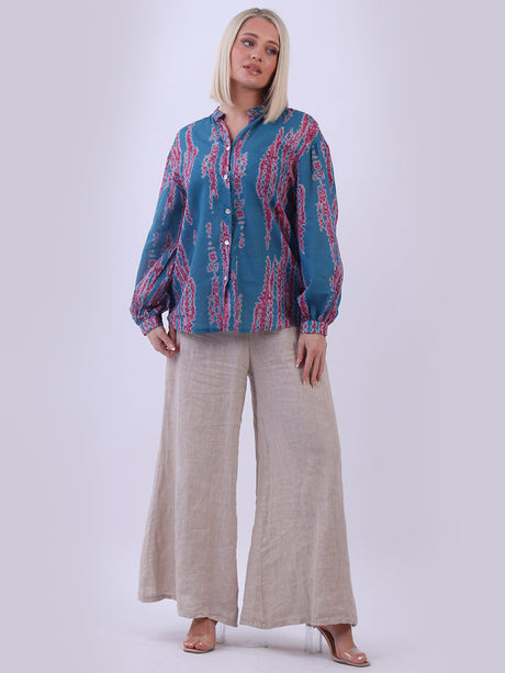 Tie Dyed Cotton Crop Blouse Teal