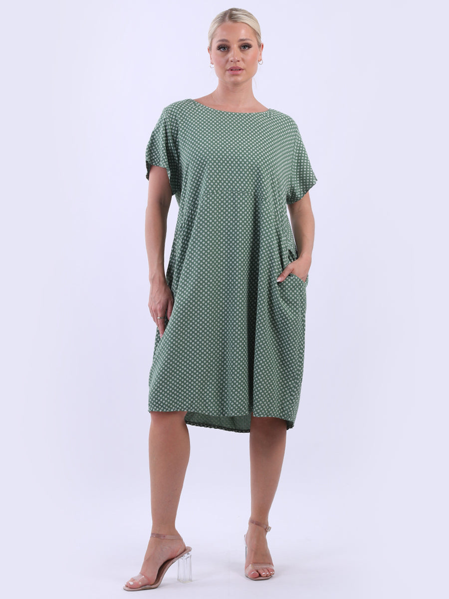 Ditsy Floral Midi Dress Khaki