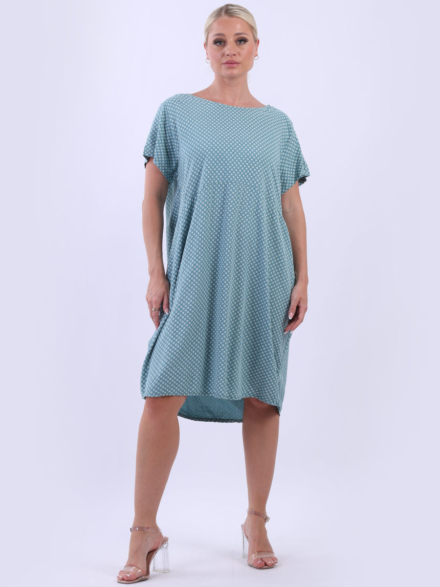 Ditsy Floral Midi Dress Ocean Blue