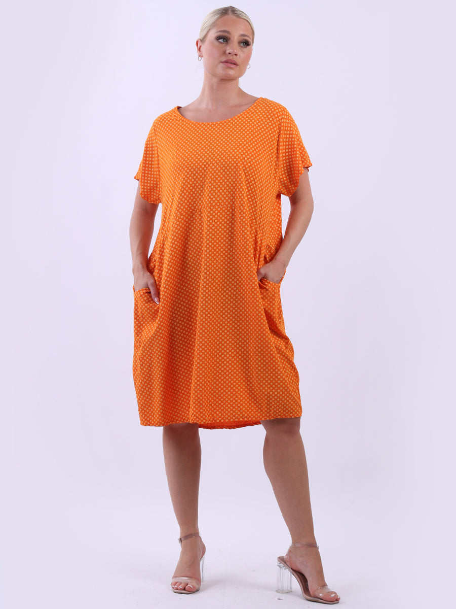 Ditsy Floral Midi Dress Orange