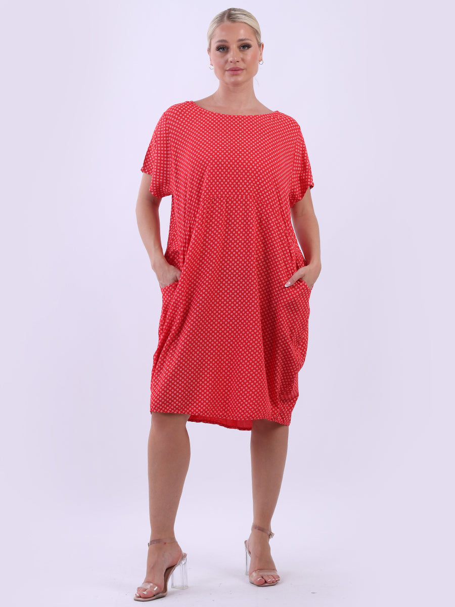 Ditsy Floral Midi Dress Red