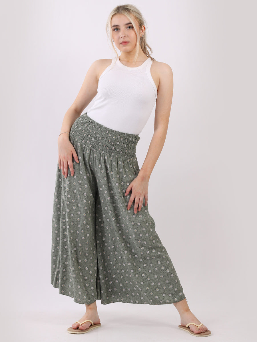Ditsy Floral Shirred Waist Band Palazzo